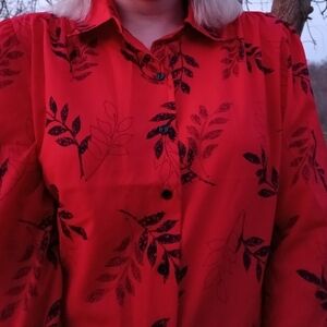 Vintage Judy Bond Red Blouse Top